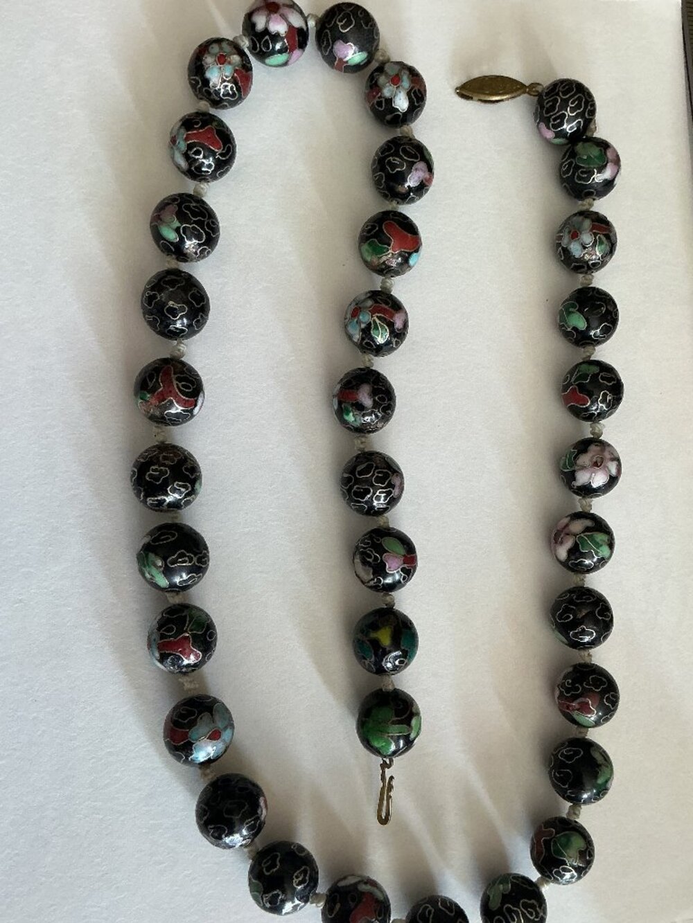 Vintage Chinese Export Cloisonne Enamel Bead Necklace